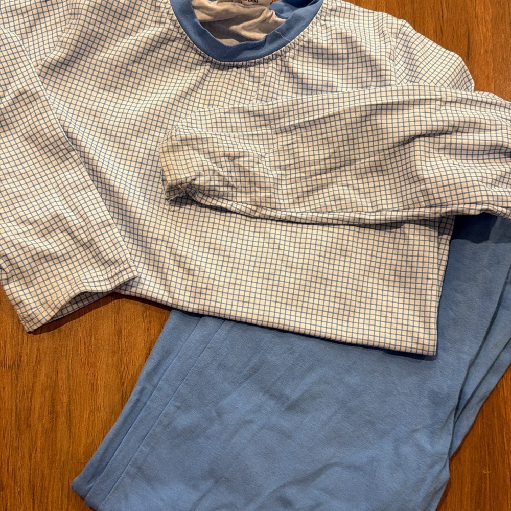 Blue and White Checkered Pants Set